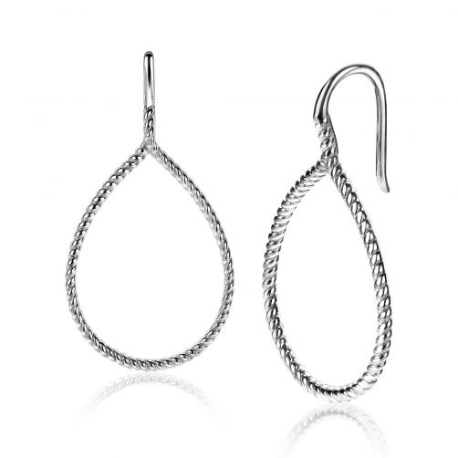 ZINZI zilveren oorhangers met grote druppelvorm 32mm gedraaid ZIO2046