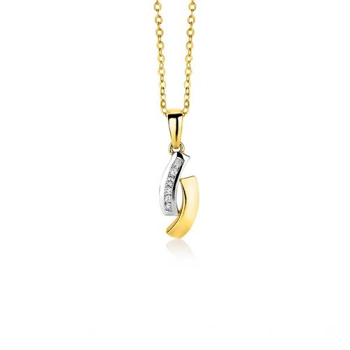 Zinzi Gold 14 karaat gouden hanger diamant wit ZGH105 (zonder collier)
