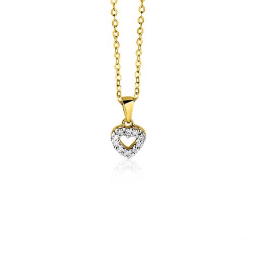 Zinzi Gold 14 karaat gouden hanger diamant wit ZGH96