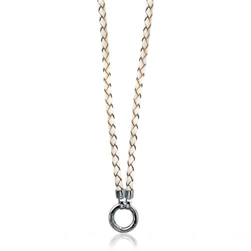 ZINZI lerencollier met slot wit