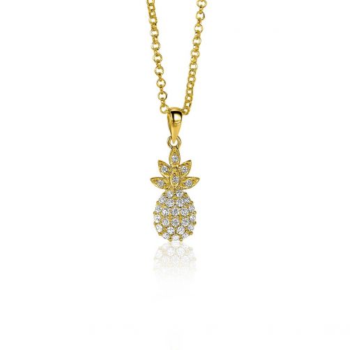 ZINZI zilveren ananas hanger 14K geel verguld wit 18mm ZIH2084