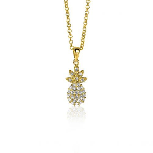 ZINZI zilveren ananas hanger 14K geel verguld wit 18mm ZIH2084 (zonder collier)