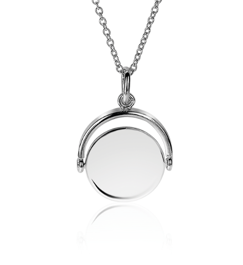 ZINZI zilveren hanger 27mm rond glimmend plaatje 18mm ZIH2217