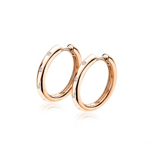 ZINZI zilveren rosé vergulde luxe oorringen wit 16x2,5mm ZIO1683R