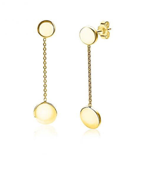 ZINZI zilveren oorhangers geel verguld rond 30mm ZIO1808G