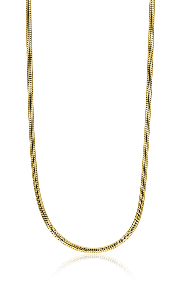 Zinzi zilveren slangen collier geel verguld 1mm breed 45cm ZISL45G