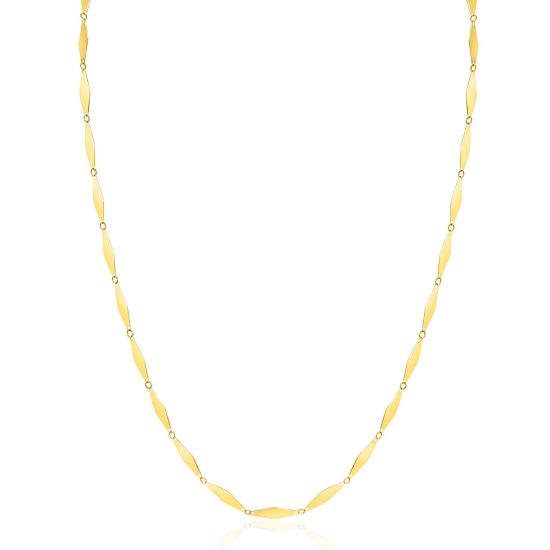 ZINZI Gold 14 krt gouden massieve ketting met glanzende lange ruitvormige schakels 3mm breed 45cm ZGC492
