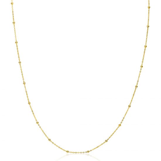 ZINZI Gold 14 krt gouden massieve schakelkettinkje met bolletjes 1,5mm breed, lengte 40-45cm ZGC489