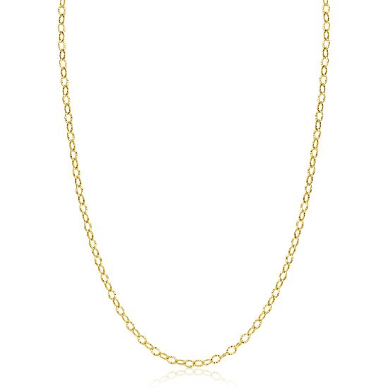 ZINZI Gold 14 krt gouden ketting met bewerkte ovale schakels 3mm breed 45cm ZGC538