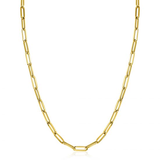 ZINZI Gold 14 krt gouden closed for ever schakelketting 4,5mm breed 43cm ZGC453
