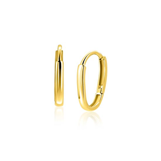 13mm ZINZI Gold 14 krt gouden oorringen ovaal model met luxe klapsluiting 13mm x 1,9mm ZGO565