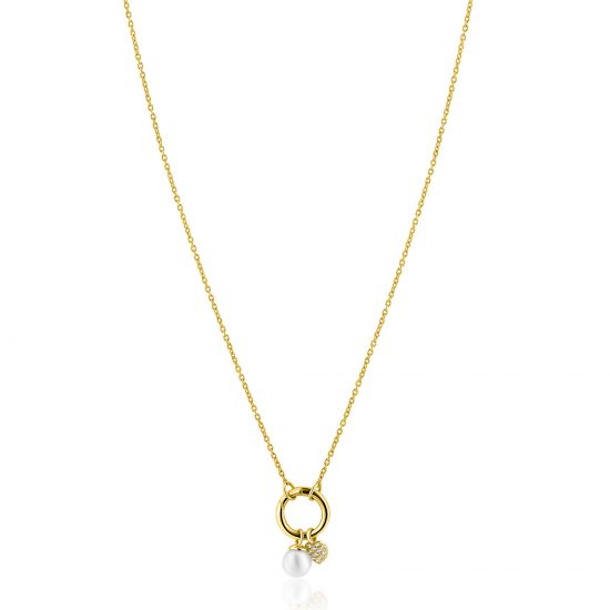 ZINZI gold plated zilveren ketting met ronde sluitring en twee luxe bedels 42-45cm ZIC2738