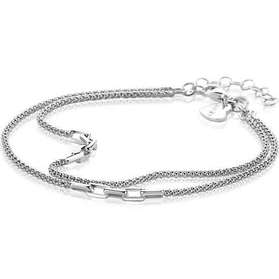 ZINZI zilveren multi-look armband (5,5mm breed) met popcornschakel en paperclip-schakels ZIA2709
