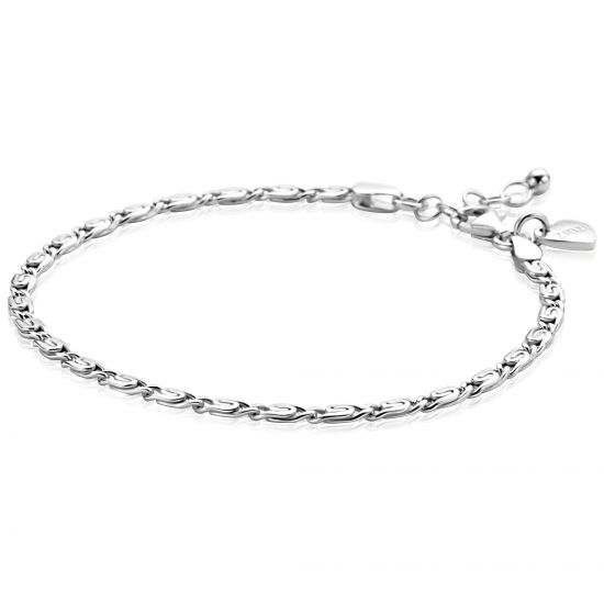 ZINZI zilveren scroll schakel armband (3mm breed) waarbij de schakels een dubbele krul/kronkeling maken 17-20cm ZIA2712