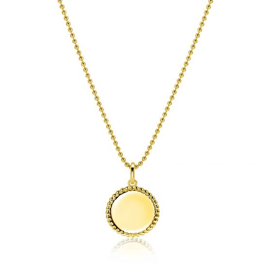 13.5mm ZINZI gold plated zilveren coin hanger met parelrand voor gravure ZIH2651G (zonder collier)