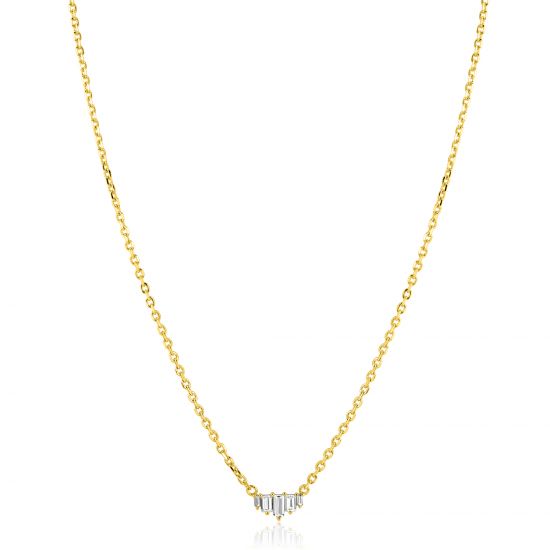 ZINZI gold plated zilveren ketting 42–45cm met piramide vorm, bezet met witte zirkonia’s ZIC2723Y