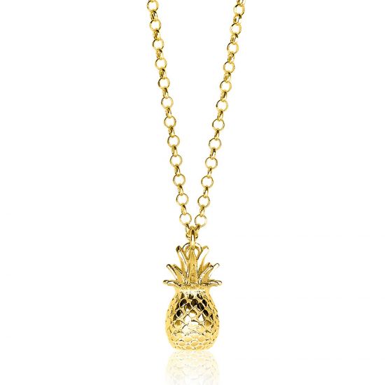 ZINZI zilveren ketting geel verguld ananas 42-45cm ZIC1699G