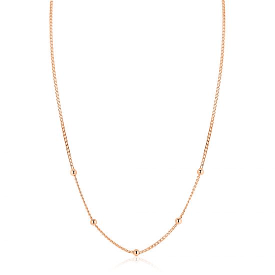 ZINZI rosé-plated zilveren gourmet ketting met vijf bolletjes 42–45cm ZIC2714R