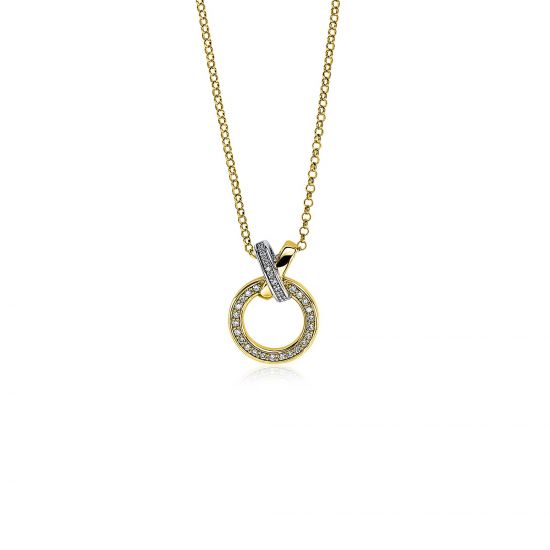 ZINZI gold plated zilveren ketting 42–45cm met X-vorm en luxe open rondje  ZIC1816Y