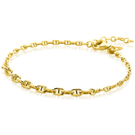 ZINZI gold plated zilveren armband met aflopende marine-schakels (3,8mm breed) 17–20cm ZIA2762G
