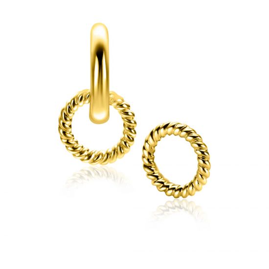 9,5mm ZINZI gold plated zilveren oorbedels ronde vorm met touweffect ZICH2594G (zonder oorringen)
