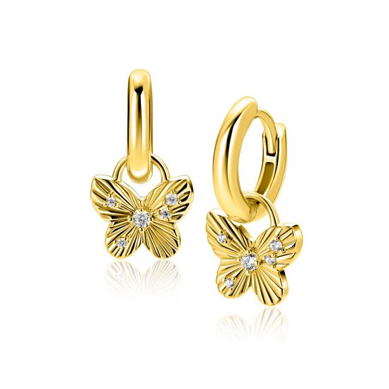 10mm ZINZI gold plated zilveren oorbedels vlinder ZICH2742 (zonder oorringen)