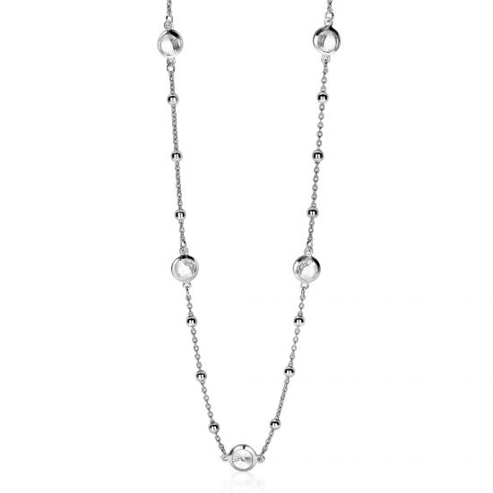 ZINZI zilveren fantasie ketting rond wit 45cm ZIC1550
