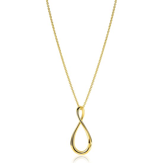 ZINZI goldplated zilveren ketting 60cm met grote gestileerde Infinity-hanger 52mm ZIC2675G