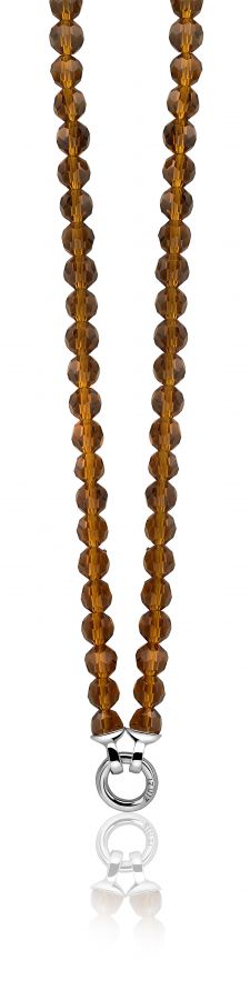 ZINZI collier beads bruin met slot 45cm