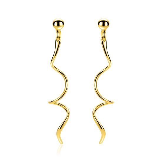 47mm ZINZI goldplated zilveren oorstekers met een speels golvend design ZIO2776G