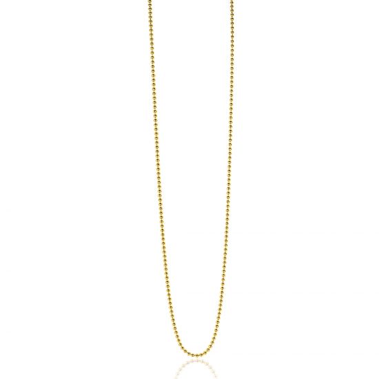 70cm ZINZI zilveren bolletjes ketting gold plated. 0,9mm breed ZILC-B70G
