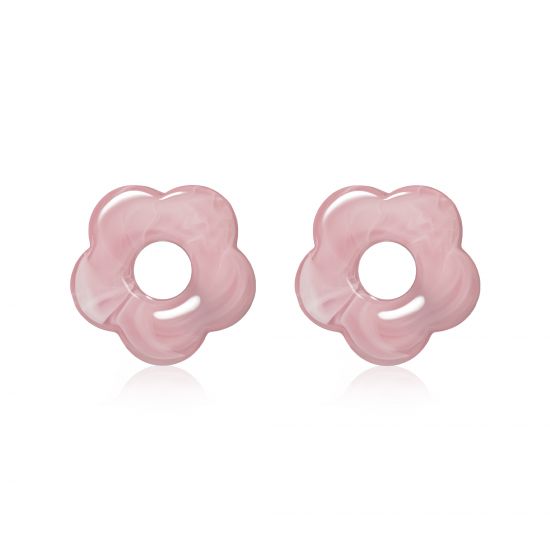 26mm oorbedels bloem roze kunststof ZICH2720RA