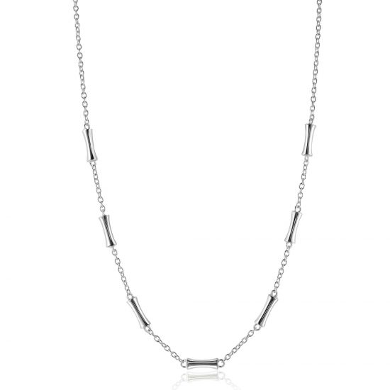 ZINZI zilveren schakel ketting met zeven gladde bamboe vormen 40-45m ZIC2577
