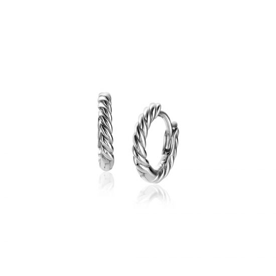 12mm ZINZI zilveren oorringen met gedraaide buis van 2mm breed, met luxe klapsluiting ZIO2545