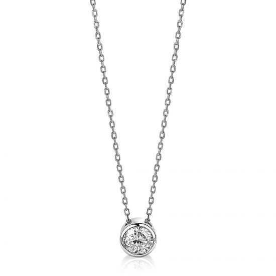 ZINZI zilveren ketting met hanger rond wit 40-45cm ZIC1775
