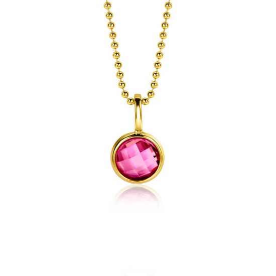 JULI hanger 8mm gold plated geboortesteen rood robijn zirconia (zonder collier)