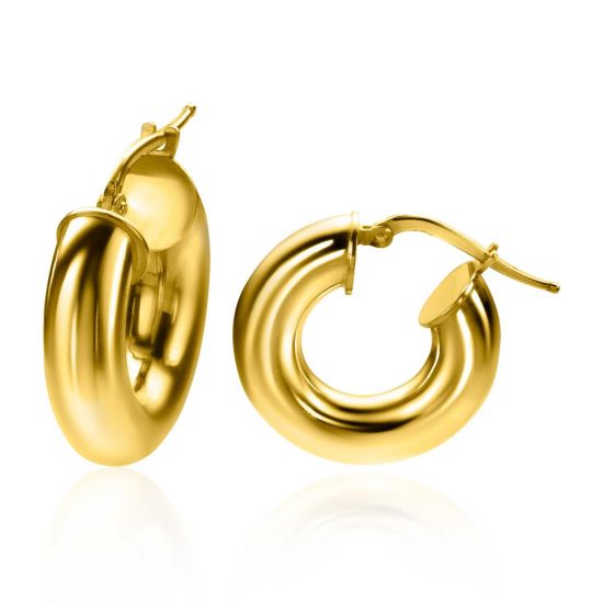 ZINZI gold plated zilveren gladde oorringen 22x5mm rond ZIO2277G