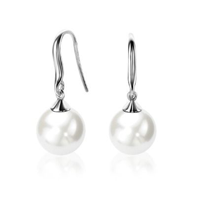 Zinzi zilveren oorhangers parel wit ZIO266