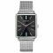 ZINZI Vintage Retro horloge zwarte wijzerplaat en rechthoekige kast stalen mesh band 34mm extra dun ZIW901M
