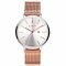 ZINZI Retro horloge zilver gekleurde wijzerplaat en kast  met rosé wijzers stalen roségoudkleurige mesh band 38mm extra dun ZIW412MR