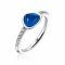 ZINZI zilveren ring driehoek koningsblauw wit ZIR1759B