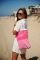 Zinzi katoenen shop bag roze wit