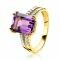 ZINZI Gold 14 karaat gouden elegante ring met paars amethist en 12 diamanten totaal 0,096crt ZGR89