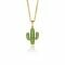 ZINZI zilveren cactus hanger in 14K geel verguld groen 18mm ZIH2085