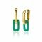 ZINZI zilveren ovale oorringen 14K geel verguld 18mm met ovalen in groen agaat ZIO2235