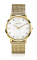ZINZI Roman horloge witte parelmoer wijzerplaat stalen kast geelgoudkleurig stalen mesh band geelgoudkleurig 34mm extra dun ZIW548M