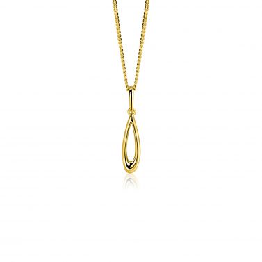 21mm ZINZI Gold 14 krt gouden hanger met open peervorm ZGH541 (zonder collier)