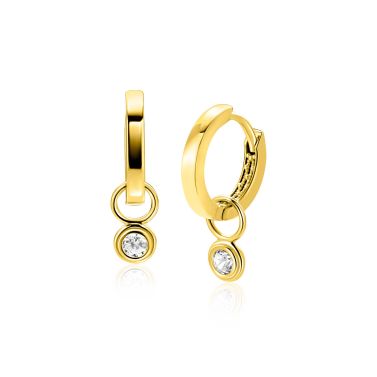 ZINZI Gold 14 karaat gouden oorbedels met ronde witte zirconia ZGCH560 (zonder oorringen)
