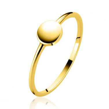 ZINZI Gold 14 krt gouden ring met glad rond plaatje ZGR554