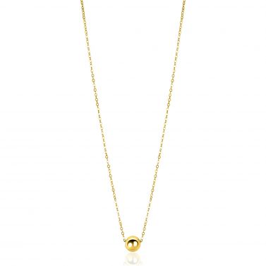 ZINZI Gold 14 krt gouden schakel kettinkje met sierlijke gladde bol van 6mm 42-45cm ZGC505
